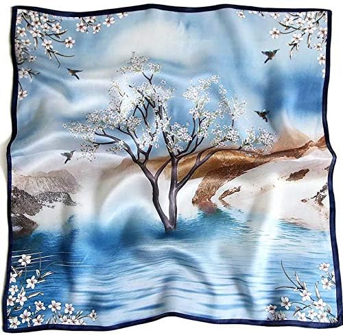 ANDANTINO 100% Mulberry Silk Scarf -21” Lightweight Square Neckerchief – Breathable Digital Printed Scarves with Gift Packed