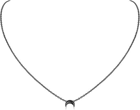 ChicSilver Personalized 925 Sterling Silver Dainty Small Heart/Star/Moon/Dot/Triangle Pendant Necklace for Women, Silver/Gold/Rose Gold/Black (with Gift Box)