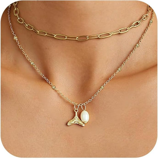 Sunflower Jewellery Layered Gold Dragon Pendant Necklace with Chain Link Choker, Gothic Fantasy Style, Double Chain Design