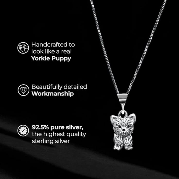 Sterling Silver Yorkie Pendant Gifts for Women - Yorkshire Terrier Gifts – Handcrafted in the USA
