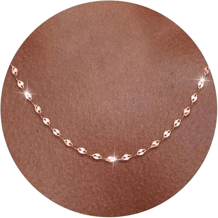 925 Sterling Silver Chain Necklace Link Chain Necklace for Women Simple Dainty 16K Gold Plated Necklace for Women Minimalist Waterproof Silver Necklace Trendy Jewelry Gifts
