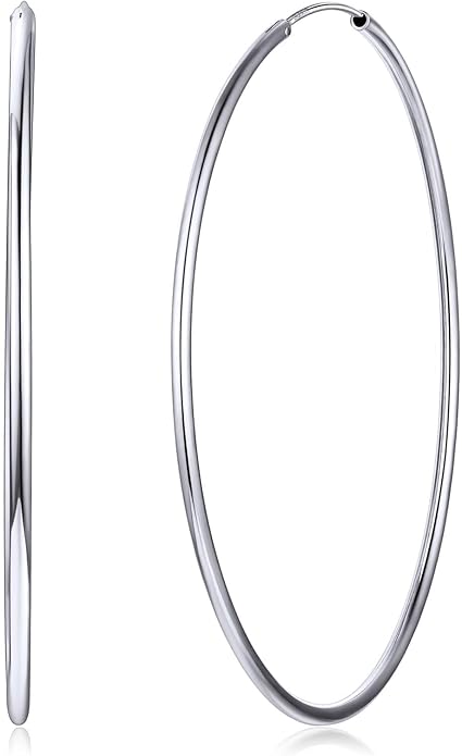 ChicSilver Hypoallergenic 925 Sterling Silver Hoop Earrings for Women, Lightweight Large Gold Plated Hoop Earrings, Endless Hoops Huggie Earrings 15/20/30/50/70MM