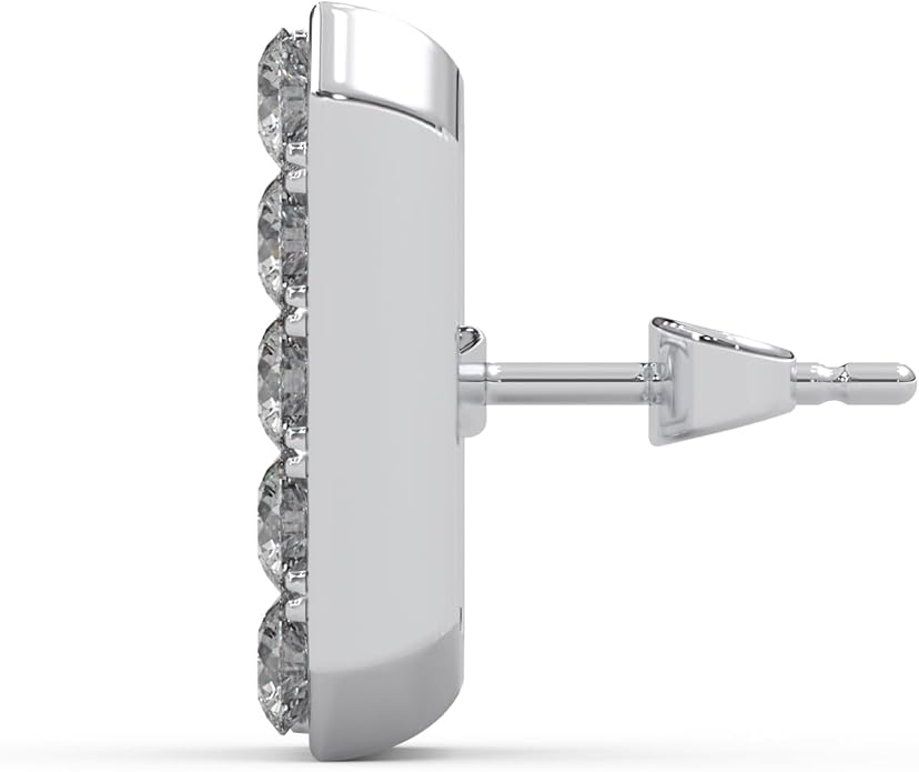 WHY SO SILVER INC 0.24 Ctw Natural Diamond Pavé-Set Square Stud Earrings for Women | 925 Sterling Silver | Color I-J, Clarity I2-I3 | Fine Jewelry Gift Box Included