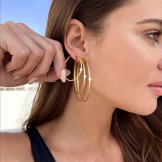 Stainless Steel Gold Plated Hoops Silver Plated Hoop Earrings Hypoallergenic Hoop Cartilage Piercing Earrings Tiny Ball Cubic Zirconia Stud Earrings Set for Women
