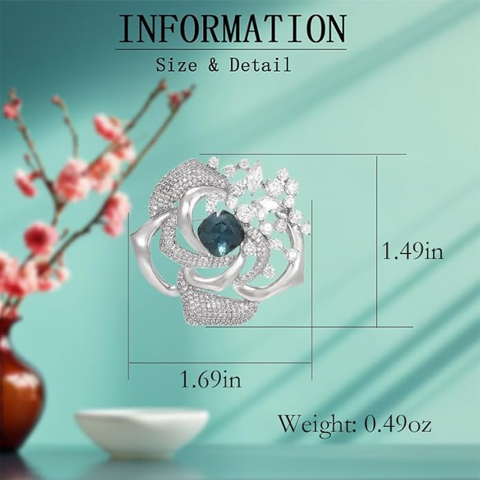 Flower Brooch Pin - Rhinestone Flower Pin 18k Gold Plated - Thanksgiving Day, Birthday, Wedding Gifts for Mom, Wife