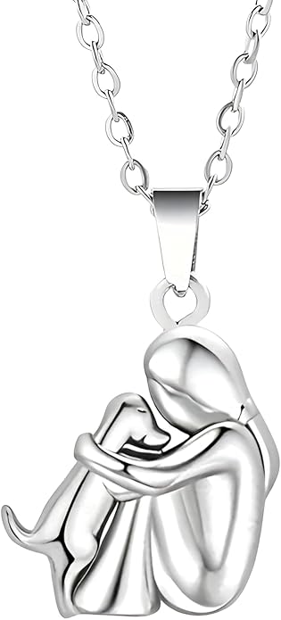 925 Sterling Silver Hug Necklace For Women And Men, 14K Yellow Gold Hugged Dog Necklace, Mom And Hug, Hug Angel Wings Pendant, Two Hands Hugs And Kisses Necklace, Hugging Necklaces For Women