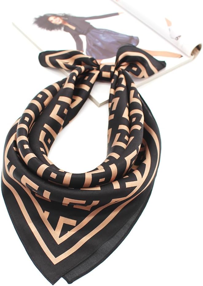 ANDANTINO 100% Mulberry Silk Square Scarf for Hair-25.6" X25.6'' Women Men Natural Silk Neckerchief Digital Printed Headscarf