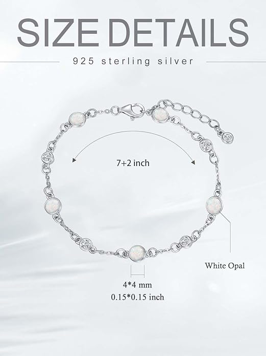 Anklet Bracelet for Women 925 Sterling Silver Natural Stone Chain Ankle Bracelet Beach Summer Fine Jewelry Birthday Christmas Gifts for Women Her Mom