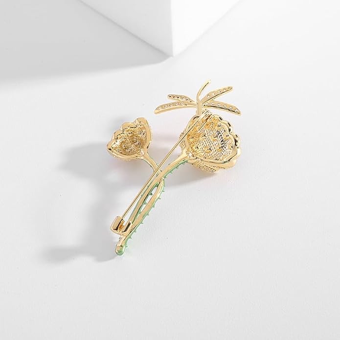 14K Gold Purple/Blue/White Flower Brooch for Women, Small Suit Outerwear Decoration, Crystal Gemstone Brooch for Her