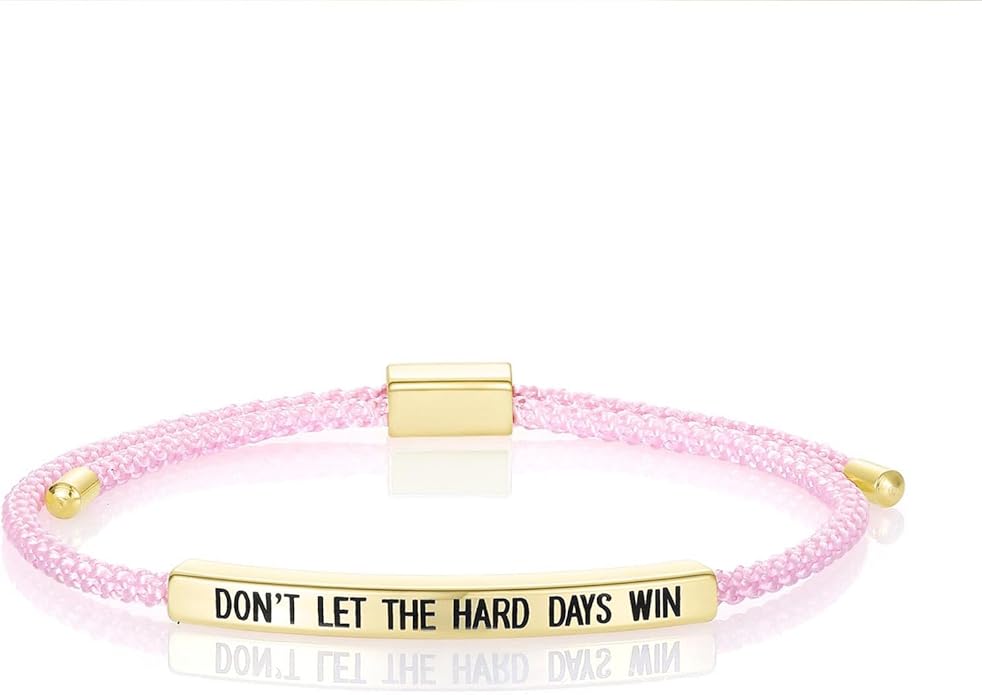 KHKINDPRO Dont Let The Hard Days Win Bracelet for Women Men, Handmade Braided Adjustable Wrap Stainless Steel To My Daughter/Best Friend Inspirational Gifts Ladies Jewelry