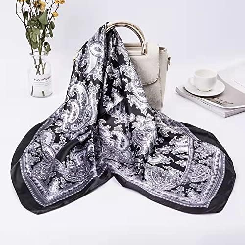 ANDANTINO 100% Mulberry Silk Scarf -21” Lightweight Square Neckerchief – Breathable Digital Printed Scarves with Gift Packed
