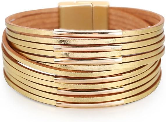 Aluinn Leather Wrap Bracelets For Women Boh Multi-Layer Elegance Bracelet Boho Bangle Western Cuff Bracelet Jewelry for Women