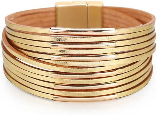 Aluinn Leather Wrap Bracelets For Women Boh Multi-Layer Elegance Bracelet Boho Bangle Western Cuff Bracelet Jewelry for Women