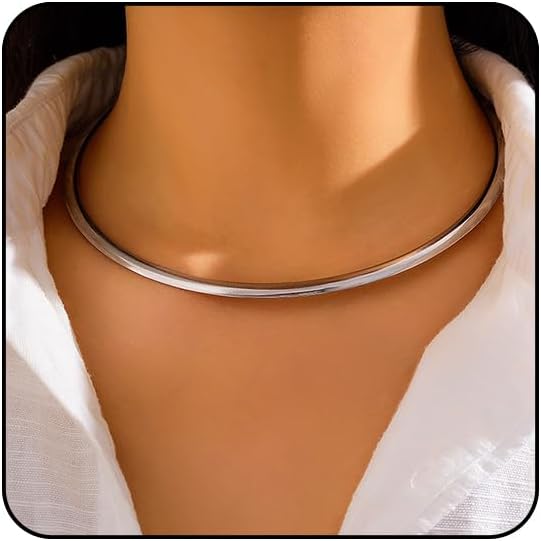 Collar Necklace for Woman Trendy Silver Choker Necklaces for Woman Statement Open Round Collar Choker Necklace