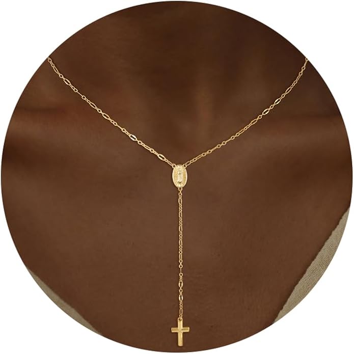 CHESKY Lariat Gold Necklace for Women Trendy, Dainty Long Necklace 14k Gold Plated/Silver Y-Shaped Pendant Necklace Layered Cz Beaded Chain Drop Necklaces Simple Gold Jewelry For Women Gift