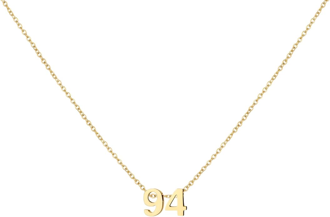 Number Necklace for Women Dainty 18K Gold Plated Pendant Necklace Charm Birth Month Personalized Jewelry Birthday Gift