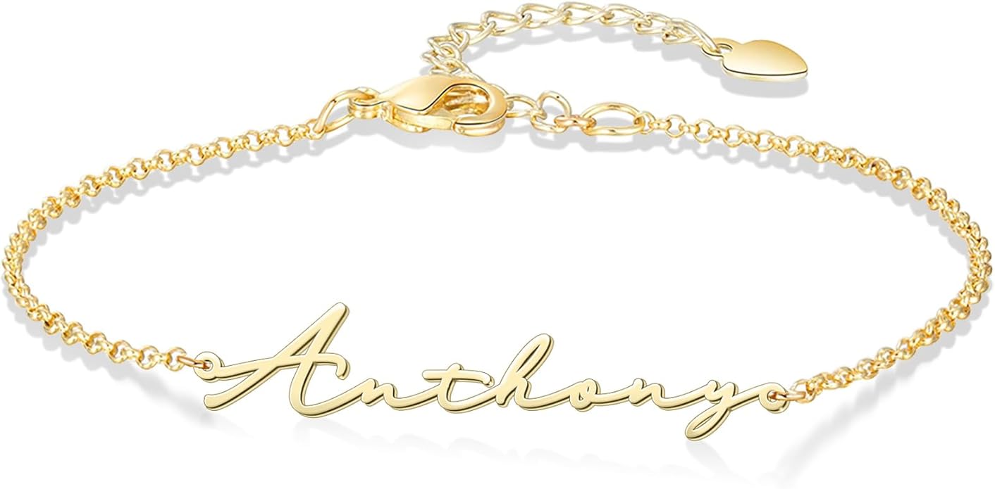 LucySky Custom Bracelets with 2 Names for Women, 925 Sterling Silver Adjustable Personalized Name Anklet, Custom Bracelets Summer Beach Jewelry Dainty Gifts for Wife, Sister, Friends