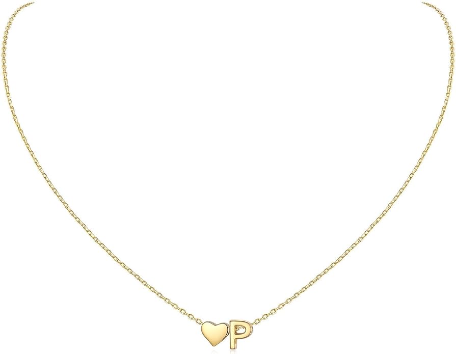 ChicSilver 925 Sterling Silver Heart Initial Necklaces for Women -Dainty Personalized Heart Pendant Letter Alphabet Necklace for Women