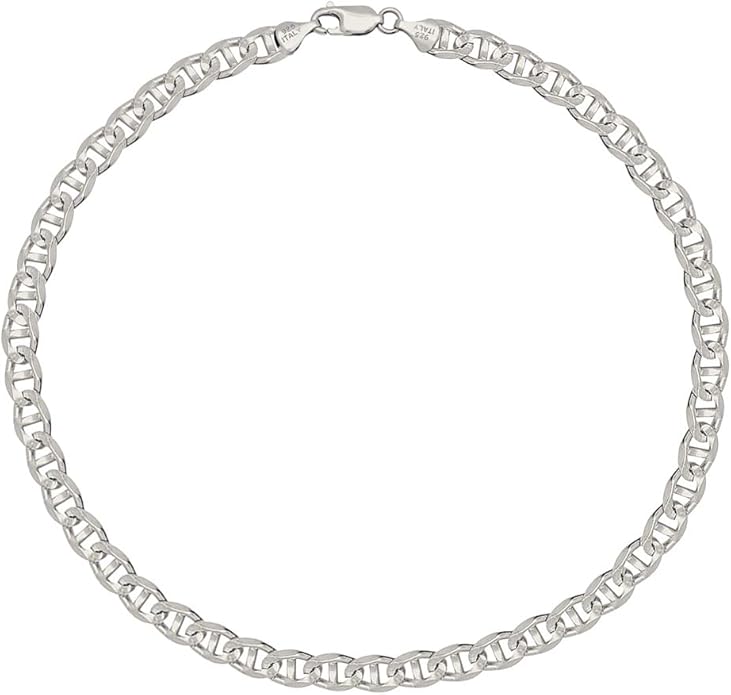 Savlano 925 Sterling Silver Solid Italian Figaro, Rope,Herringbone, Curb, Ball Bead, Snake, Mariner Chain Anklet for Women, Comes in 0.8mm - 5mm With Gift Box