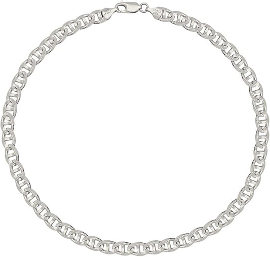 Savlano 925 Sterling Silver Solid Italian Figaro, Rope,Herringbone, Curb, Ball Bead, Snake, Mariner Chain Anklet for Women, Comes in 0.8mm - 5mm With Gift Box