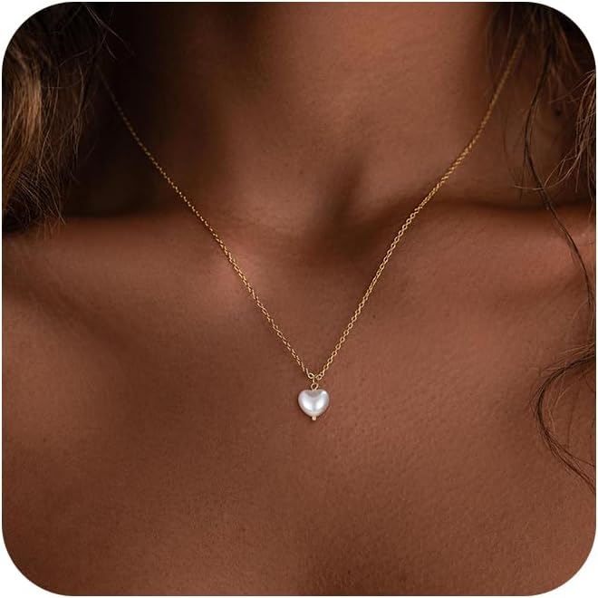 Charm Necklaces for Women,14k Gold Plated Waterproof Dainty Choker Necklace Summer Seashell Pearl Beach Cute Necklaces Set Fashion Jewelry Gift