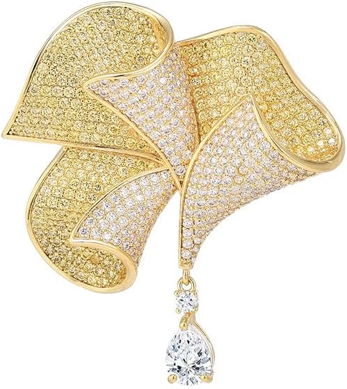 Flower Brooch Pin - Rhinestone Flower Pin 18k Gold Plated - Thanksgiving Day, Birthday, Wedding Gifts for Mom, Wife