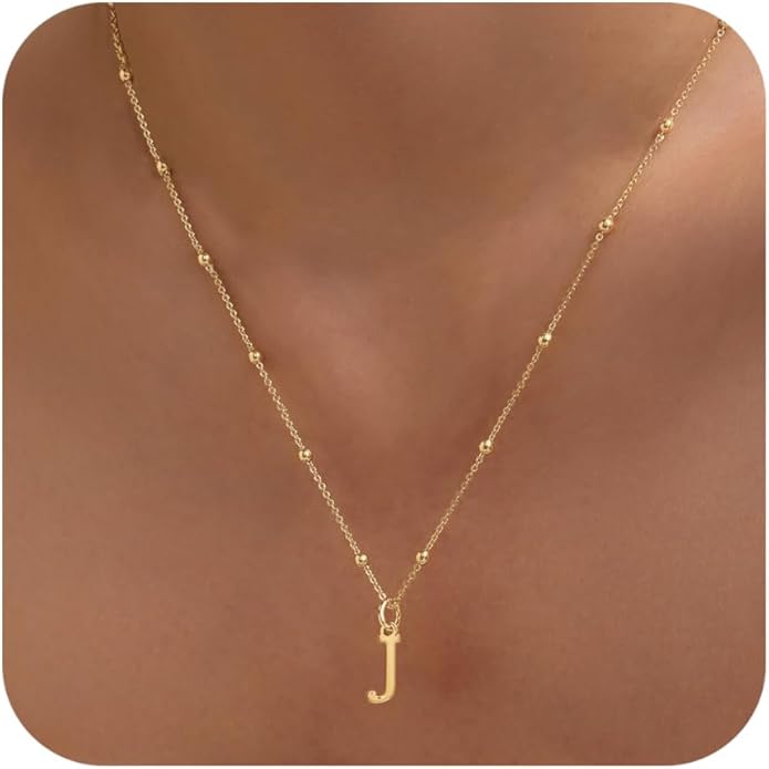 Initial Necklaces for Women Dainty Gold Letter Pendant Necklace 14k Gold Plated A-Z Name Necklaces Cute Charm Choker Necklace Fashion Accessories Non Tarnish Trendy Jewelry Gift