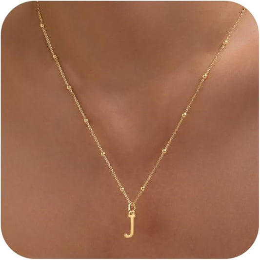 Initial Necklaces for Women Dainty Gold Letter Pendant Necklace 14k Gold Plated A-Z Name Necklaces Cute Charm Choker Necklace Fashion Accessories Non Tarnish Trendy Jewelry Gift