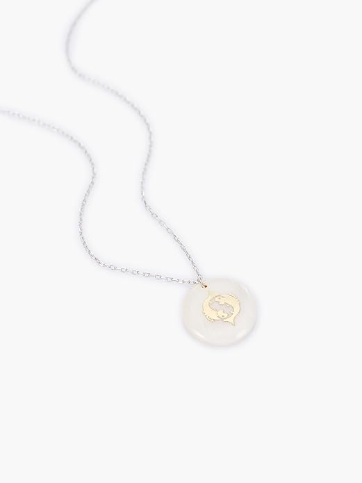Zodiac Sign Necklace – Mother of Pearl Pendant – Available in Two Finish 925 Sterling Silver and 14K Gold Plated – Adjustable Chain – Horoscope Jewelry Gift with Zodiac Card & Gift Box
