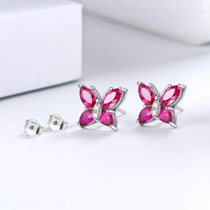 Aurora Tears Butterfly Jewelry,Women 925 Sterling Silver Butterflies Birthstone Pendant Necklace/Earrings/Rings Wedding Gift