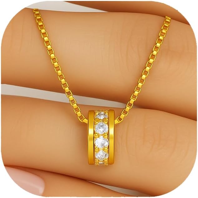 Cerulenne 14K Gold Plated Diamond Pendant Necklace for Women, Dainty Paperclip Chain Choker, Cute Small Waist Pendant, Simple & Trendy Gold Jewelry Gift
