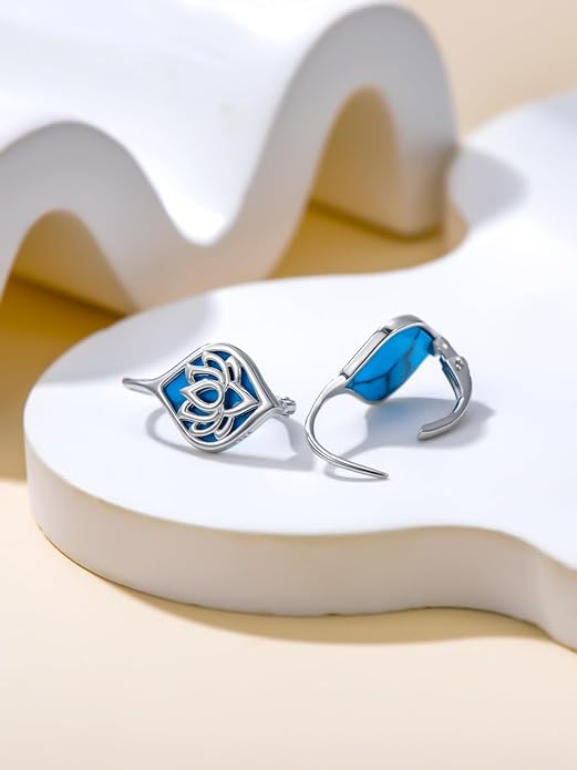 WINNICACA Leverback Earrings for Wonen 925 Sterling Silver Tree of Life Earrings Dangle Drop Turquoise Moonstone Moss Agate Heart Jewelry Gifts for Women Anniversary Birthday Christmas