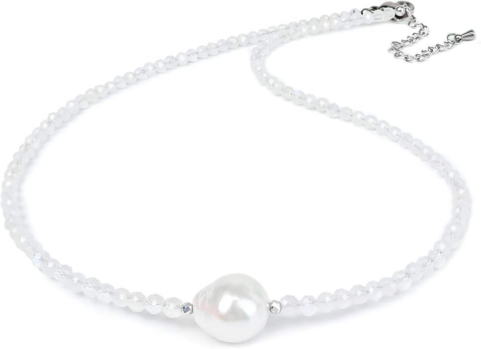 Beaded Necklace Pearl Necklaces for Women Single Pearl Necklace 11-12mm Freshwater Pearl Necklace Trendy Jewelry Gift Birthstone Bead Necklaces Pearl Choker Adjustable Chain
