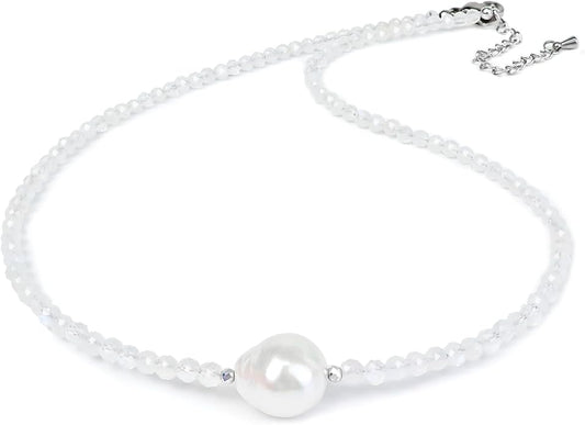 Beaded Necklace Pearl Necklaces for Women Single Pearl Necklace 11-12mm Freshwater Pearl Necklace Trendy Jewelry Gift Birthstone Bead Necklaces Pearl Choker Adjustable Chain