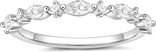 SHINYSO 14K Gold Plated Wedding Band for Women Thin Stacking Ring Half Cubic Zirconia Eternity Engagement Ring Size 4-10