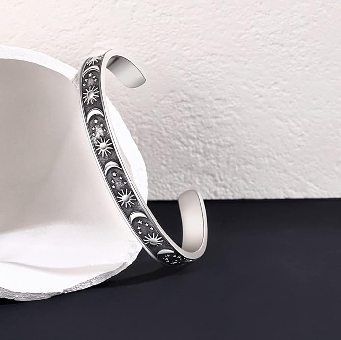 TONY & SANDY Inspirational Bracelets for Women Teen Girls Personalized Gifts for Daughter Granddaughter Mom Sister Friends Stainless Steel Engraved Cuff Birthday Easter Christmas