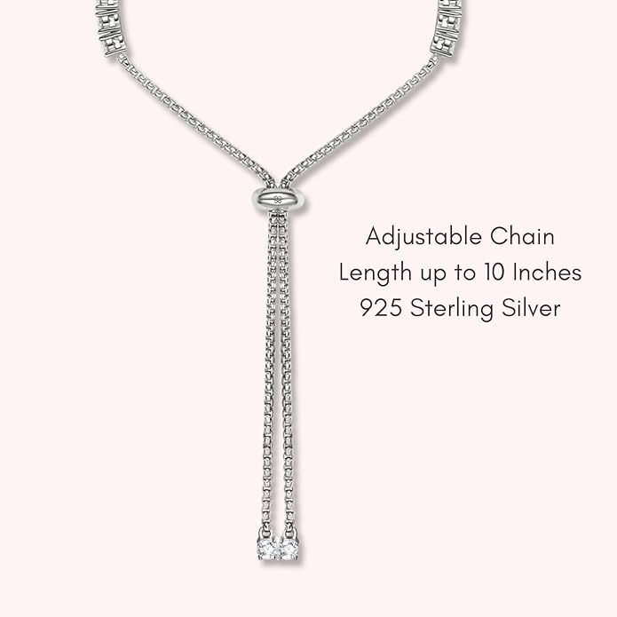 LOVE&LOVE Moissanite Tennis Bracelets for Women, 3mm & 4mm D Color VVS1 Round Cut｜925 Sterling Silver Adjustable Bracelet, Jewelry Gift Her Birthday Anniversary