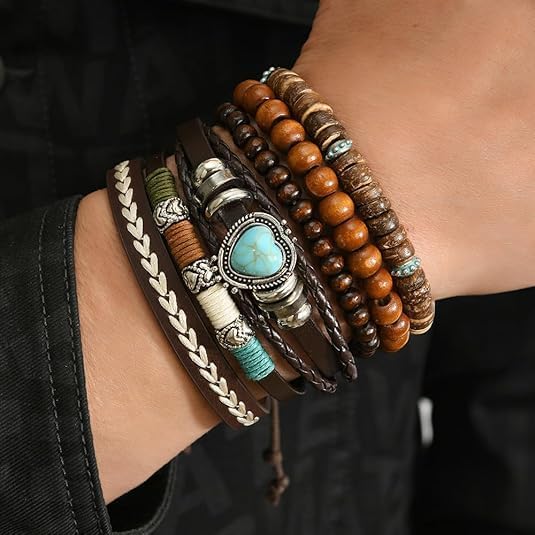 ONLYJUMP Bohemian Mix Bead Multi Layer Versatile Bracelets Set Boho Turquoise Stackable Beaded Strand Stretch Bangles Bracelets Statement Bangle Boho Jewelry Set