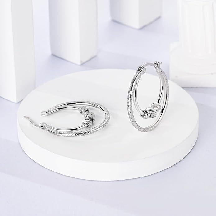NARMO 925 Sterling Silver Hoop Earrings for Women Hypoallergenic Lightweight Simple Huggie Hoop Earrings Twisted Hoop Earrings Colorful Cubic Zirconia Hoop Earrings Rainbow Hoop Earrings