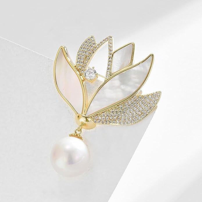 Flower Brooch Pin - Rhinestone Flower Pin 18k Gold Plated - Thanksgiving Day, Birthday, Wedding Gifts for Mom, Wife