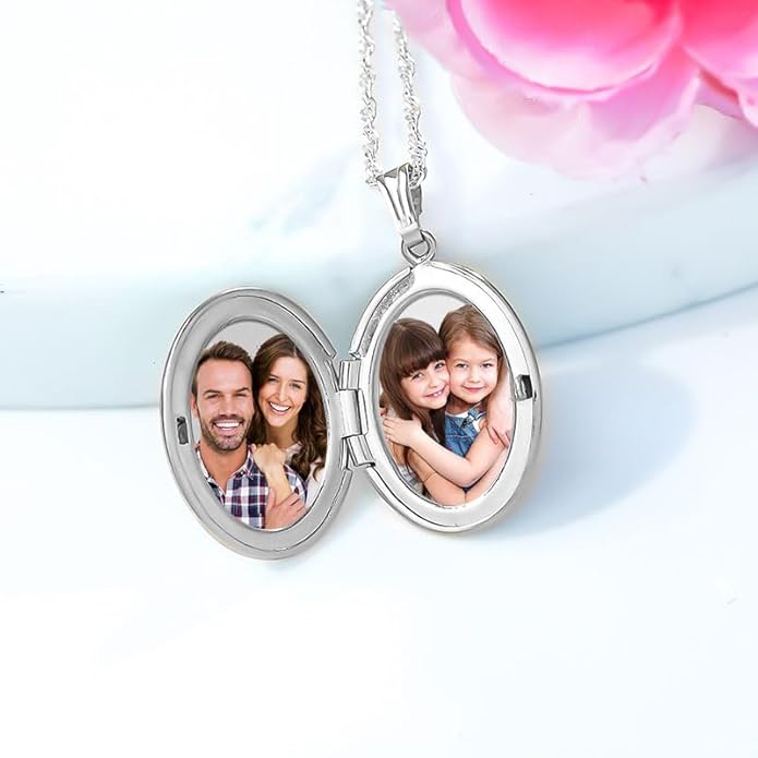 PicturesOnGold.com Sterling Silver & Yellow Gold Filled Oval Forever in My Heart Locket Necklace for Women with 18 Inch Chain