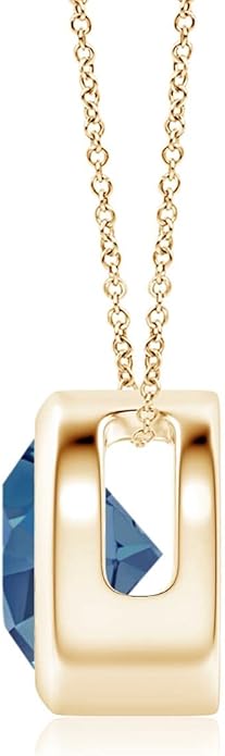 Angara Natural London Blue Topaz Solitaire Pendant for Women | Round Blue Topaz Pendant Necklace in 14K Solid Gold/Silver/Platinum With 18" Chain | December Birthday, Gemstone Jewelry Gift