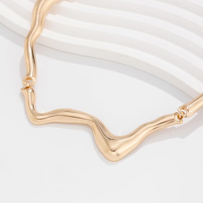 Punk Dripping Water-drop Choker Necklace for Women,Thick Drippy Chain Liquid Metal Collar Necklace Rocker Hip-hop Necklace Cool Metallic Unique Funky Statament Grunge Jewelry