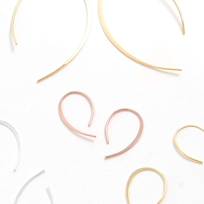 Upside Down Hoop Earrings - Hypoallergenic Lightweight Wire Needle Drop Dangle Threader Hoops for Women, Safe for Sensitive Ears - Plated in 925 Sterling Silver or 18k Gold