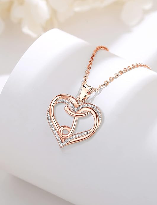 INFUSEU Unique Initial Necklaces for Women Girls Small Heart Letter Jewelry, Meaningful Personalized Gifts