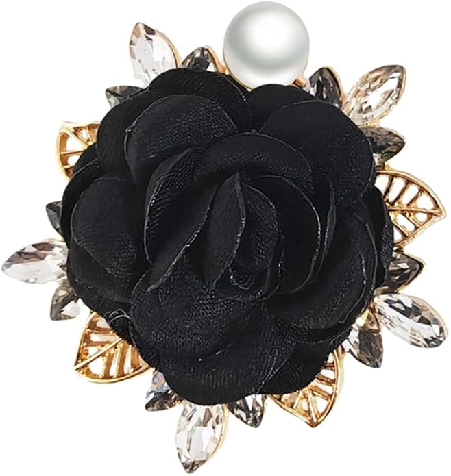 Elegant Rose Flower Brooch Pin for Women Men Wedding Party Gentleman's Essentials Handmade Imitation Crystal Pearl Fabric Flower Lapel Pin Dress Suit Accessories Boutonniere Ideas Gift
