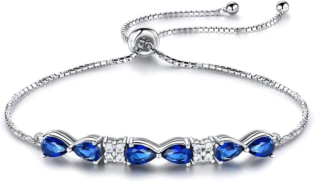 Italian Sterling Silver Women's Tennis Bracelets | Ladies' Sterling Silver Rope Adjustable Bracelet with Crystals | Gift for She