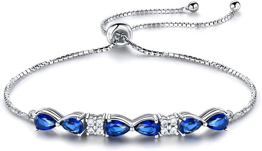 Italian Sterling Silver Women's Tennis Bracelets | Ladies' Sterling Silver Rope Adjustable Bracelet with Crystals | Gift for She