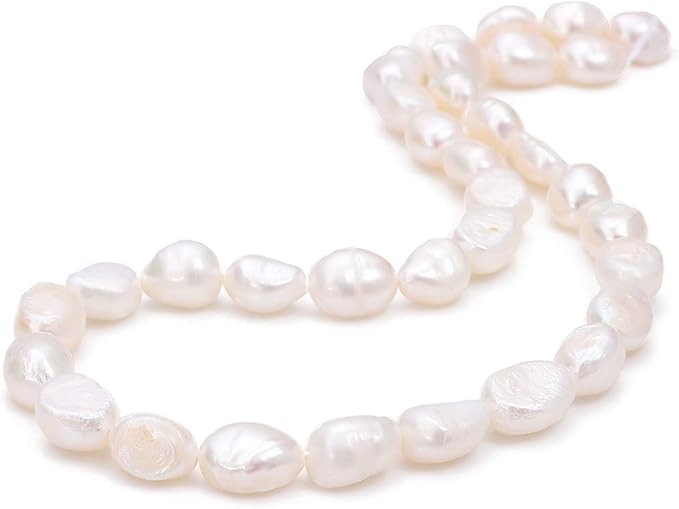 BEADIA Natural Pearl Beads 9-10mm White Freshwater Cultured Loose Gemstone Beads for DIY Jewelry Making 13.8''/Strand
