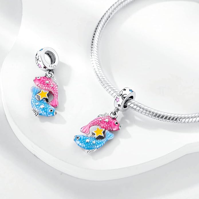 Parmuz Zodiac Sign Charms for Bracelet Necklace 925 Sterling Silver Charms 12 Constellation/Horoscope Star Dangle Birthstone Beads, Birthday Jewelry Gifts for Women Men